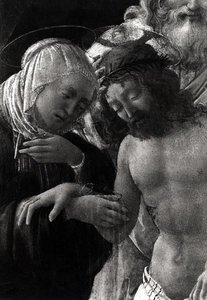 Hautaus, yksityiskohta Neitsyestä ja Kristuksesta tekijältä Fra Filippo Lippi