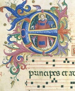 Missal 558 f.156v Historioitu alkukirjain "E", joka kuvaa Pyhää Stepheniä tekijältä Fra and Strozzi Zanobi di Benedetto Angelico