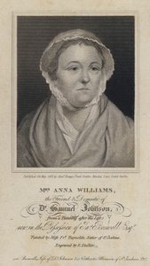 Anna Williams, walesilainen runoilija ja englantilaisen kirjailijan Samuel Johnsonin ystävä (kaiverrus) tekijältä Frances (after) Reynolds