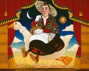 Dan Leno (1860-1904) Mother Goose, 1996 (öljy ja tempera paneelissa)