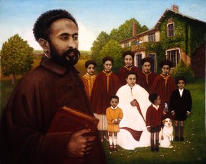 Haile Selassie maanpaossa, 1987 (öljy ja tempera paneelissa) tekijältä Frances Broomfield