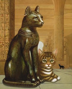 Mike the British Museum Kitten, 1995 (öljy ja tempera paneelissa) tekijältä Frances Broomfield