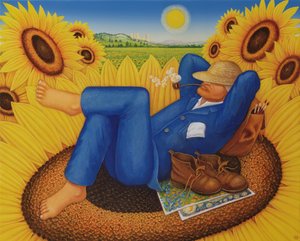 Van Goghs Sunflowers, 1998 (öljy ja tempera paneelissa)