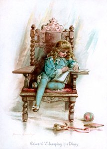 Edward VI, joka pitää päiväkirjaansa, 1897.
