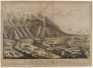 Buena Vistan taistelu, 1847 (kromolitografia kudospaperilla) tekijältä Frances Flora Bond Palmer