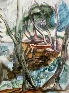 Maisema, n. 1935 (akvarelli paperille) tekijältä Frances Hodgkins