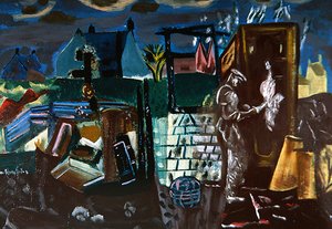 Ulkorakennukset, n. 1935 (öljy kankaalle) tekijältä Frances Hodgkins