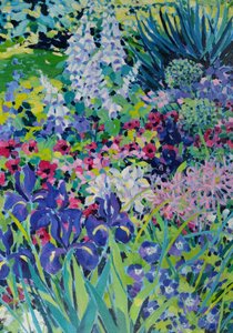 Early Summer Border (iiris ja valkoiset ketohanhikukat), 2022 (akryyli kankaalle)