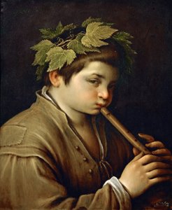 Garcon jouant de la flute - Huilua soittava poika - Francesco Bassano, nuorempi (1549-1592). Öljy kuparille, noin 1580-1585. Mitat: 54,6 x 44 cm. Taidehistoriallinen museo, Vienne