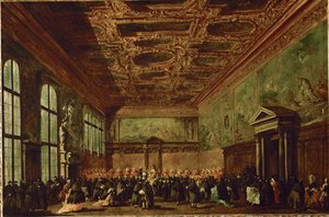 La salle du college au palais des Doges a Venise - Neuvoston sali Dogen palatsissa, Venetsia ...