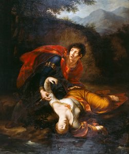 Rhadomistus heitti Zenobian loukkaantuneena Araxes-jokeen, 1812. tekijältä Francesco Alberi