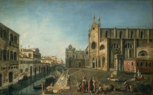 Näkymä Venetsiaan ja Santi Giovanni e Paolo -kirkko. 1735-1740