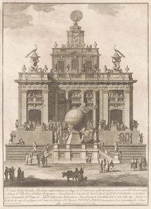 The Seconda Macchina for the Chinea 1785: Pleasure Palace with the Air Balloon, 1785. tekijältä Francesco Barbazza