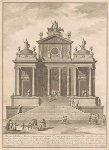 Prima Macchina Kiinalle vuodelta 1785: Tarquinius Priscusin perustama Jupiterin temppeli Accius Naeviuksen ihmeen kanssa tekijältä Francesco Barbazza, after Giuseppe Palazzi