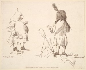 Karikatyyrit Lord Melcombesta ja Lord Winchelseasta, 22. joulukuuta 1781. tekijältä Francesco Bartolozzi