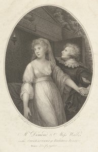 Mr. Dimond ja neiti Wallis Romeon ja Julian hahmoissa, 1. toukokuuta 1796. tekijältä Francesco Bartolozzi