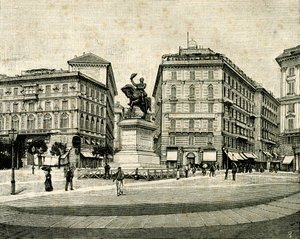 Muistomerkki Viktor Emmanuel II:lle (1820-1878), kirjoittanut Francesco Barzaghi (1839-1892), Piazza Corvetto, Genova, Liguria, Italia tekijältä Francesco Barzaghi