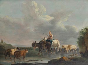 Paimentolaisnainen puron varrella tekijältä Francesco Casanova