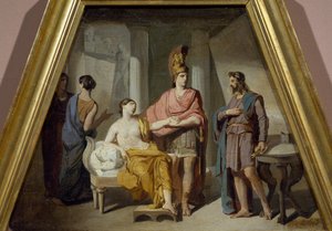Alexander luovutti rakastajatar Campaspen Apellesille, kirjoittanut Francesco Coghetti (1804-1875), öljy kankaalle