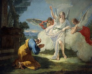 Enkelit vierailevat Abrahamin luona, Francesco Fontebasso (1707-1769)