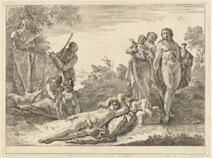 Yhdeksän figuuria Pan Hermin ympärillä tekijältä Francesco Fontebasso