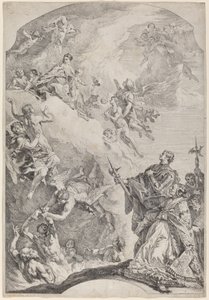 Pyhä Gregoire I vapauttamassa sieluja kiirastulesta tekijältä Francesco Fontebasso after Sebastiano Ricci