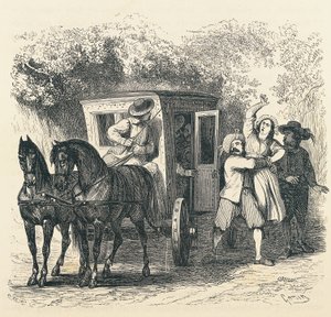 Lucyn sieppaus, jakso Kihlatuista, Alessandro Manzoni (1785-1873), kuvitus Francesco Goninin (1808-1889) vuodelle 1840