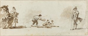 Tyylikäs pariskunta, hanhipoika ja herrasmies [recto] tekijältä Francesco Guardi