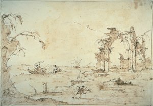 Capriccio ja squall laguunilla tekijältä Francesco Guardi