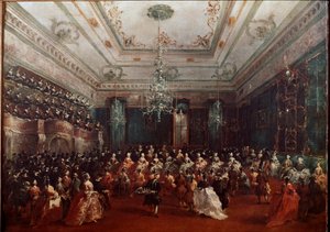 Gaalakonsertti Casino dei Filodrammaticissa Venetsiassa Naisten konsertti. Francesco Guardin (1712-1793) maalaus Mitat 67x90 cm München, Alte Pinakothek tekijältä Francesco Guardi