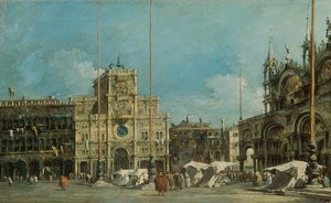 Saksa: Der Uhrturm am Markusplatz Kellotorni Pyhän Markuksen aukiolla. tekijältä Francesco Guardi
