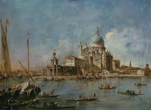 Punta Della Dogana Santa Maria della Saluten kanssa. Öh 1770