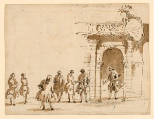 Luonnos vastaanottoa varten Palazzo Surianissa tekijältä Francesco Guardi