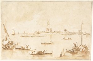 San Andrean linnoitus laguunista tekijältä Francesco Guardi