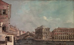 Grand Canal Rialton yläpuolella, n. 1760 (öljy kankaalle) tekijältä Francesco Guardi