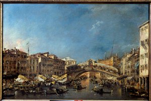 Rialton silta Venetsiassa 1700-luvulla Francesco Guardin (1712-1793) maalaus 1700-luvun su. 0,62x0,93 m Toulouse, Musee des Augustins