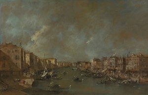 Näkymä Grand Canalille Ponte di Rialtolta tekijältä Francesco Guardi