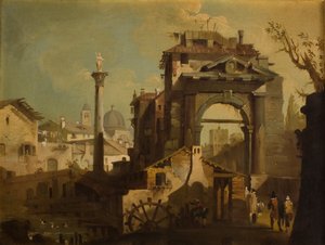 Näkymä italialaisesta kaupungista tekijältä Francesco Guardi