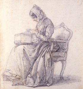 Hänen vaimonsa muotokuva, Francesco Hayezin (1791-1882), piirustus tekijältä Francesco Hayez