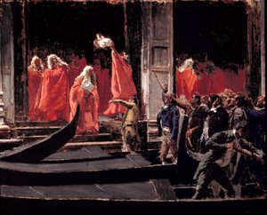 Venetsian tasavallan senaatin viimeinen istunto sen liittyessä Italian kuningaskuntaan vuonna 1866 Francesco Jacovaccin (1838-1908) maalaus Rooma, Galleria Nazionale d