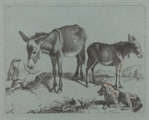 Aasi varsansa, koiran ja talonpoikamiehen kanssa, 17621763. tekijältä Francesco Londonio