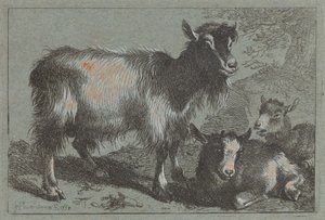 Vuohi ja kaksi lasta, 1758. tekijältä Francesco Londonio
