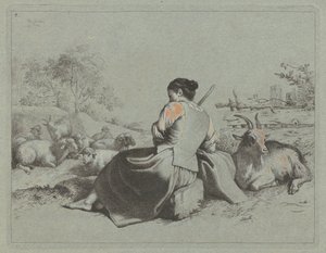 Istuva paimentar, 1762. tekijältä Francesco Londonio