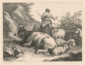 Pysyvä paimentar lapsen kanssa, vuoden 1776 jälkeen. tekijältä Francesco Londonio