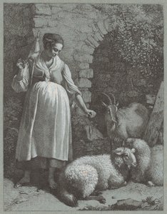 Nainen kehruulankaa kaarella, 1764. tekijältä Francesco Londonio
