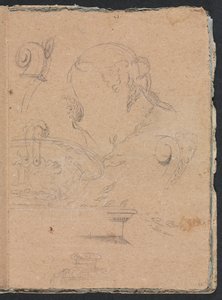 Verona Sketchbook: Arkkitehtonisia aiheita naispäällä sivu 45, 1760. tekijältä Francesco Lorenzi