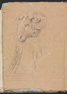 Verona Sketchbook: Rams head page12, 1760. tekijältä Francesco Lorenzi