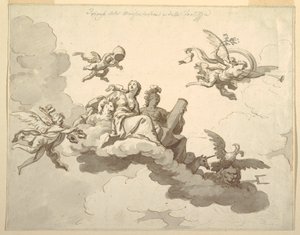 Piirustus, maalattua kattoa koskeva suunnitelma: n. 1780.