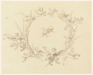 Piirustus, freskokoristelun luonnos, Quirinalin palatsi, Rooma, 1815-16.