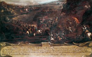 Candian sota (Kreeta):: "" taistelu Francesco Morosinin (1619-1694) venetsialaisen laivaston ja Turkin laivaston välillä vuonna 1659" (Kreetan sota (1645-69): taistelu venetsialaisen ja turkkilaisen laivaston välillä 1659) Maalaus kirjoittanut Francesco Mo